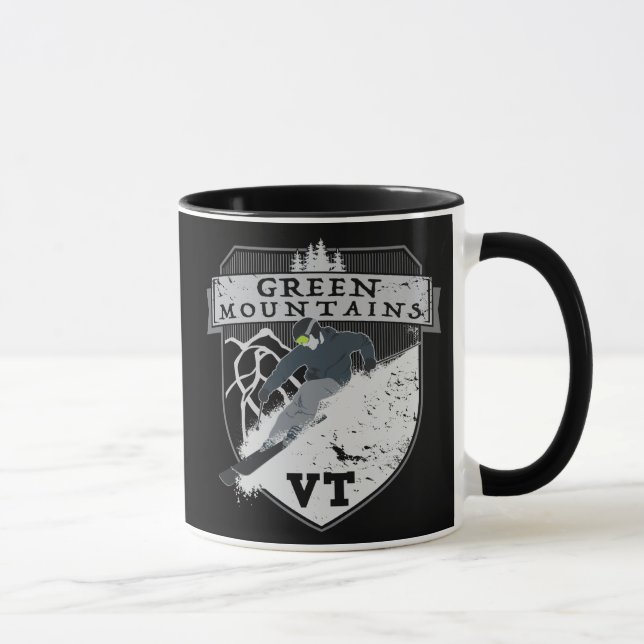 Mug Montagnes vertes de ski, VT (Droite)