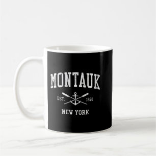 Mug Montauk NY Vintage Crossed Oars & Boat Ancre Sport