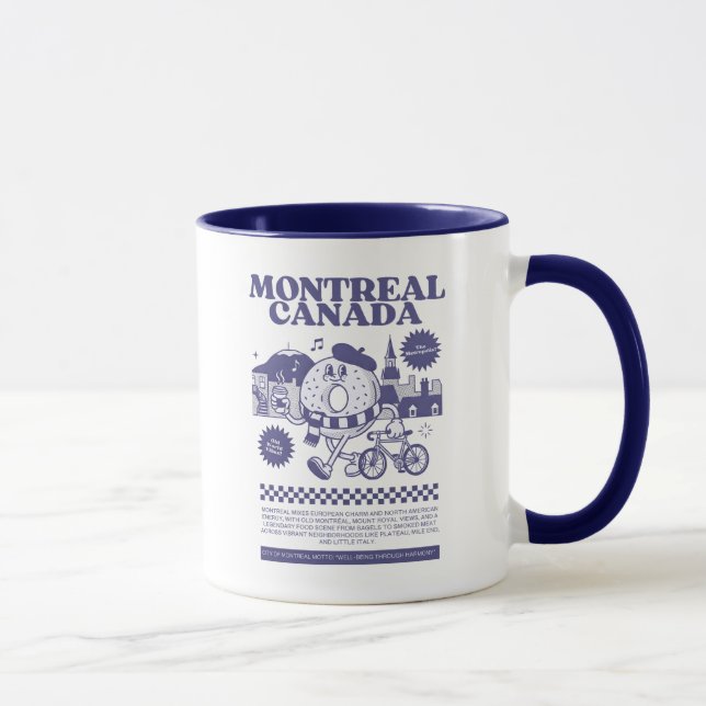Mug Montreal Canada Retro Bagel Skyline  (Droite)