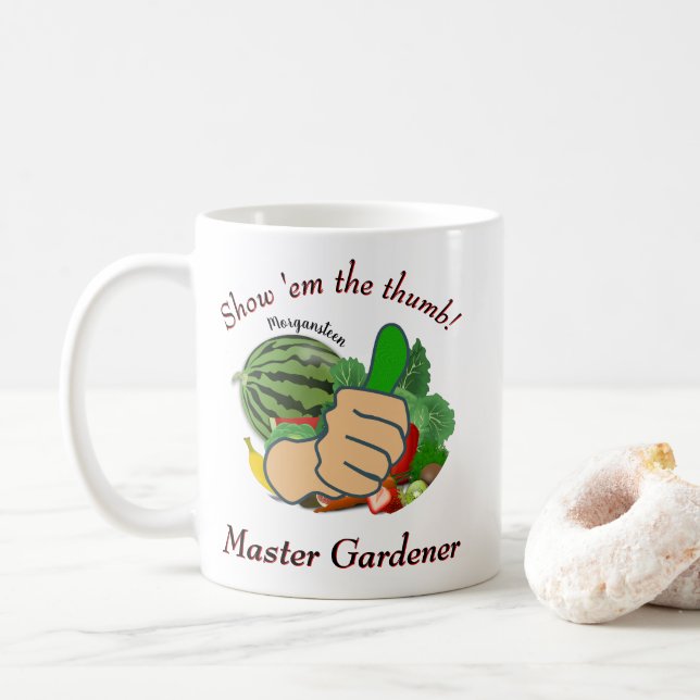 Mug Montrez-moi le pouce Maître Gardener (Avec donut)