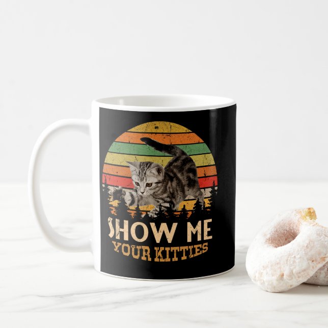 Mug Montrez-moi votre Amoureux des chats Kitties Retro (Avec donut)