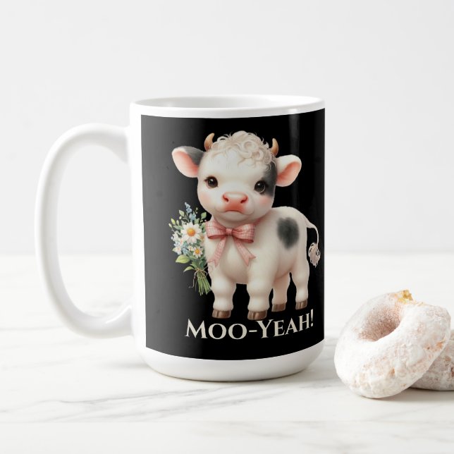 Mug Moo-Yeah Bébé Vache Drôle  (Avec donut)