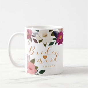 Mug Moody Floral Watercolor Monogramme de la servante