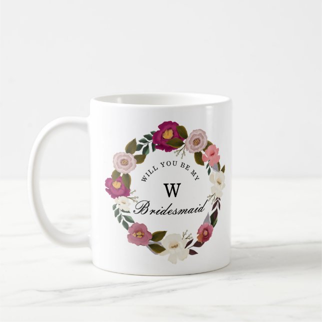 Mug Moody Floral Watercolor Wreath Bridesmaid (Gauche)