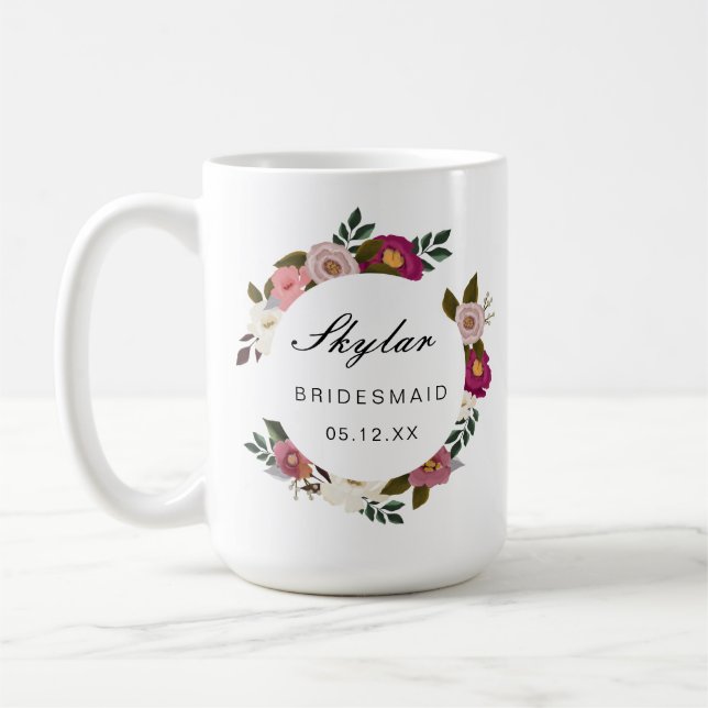 Mug Moody Floral Watercolor Wreath Bridesmaid (Gauche)