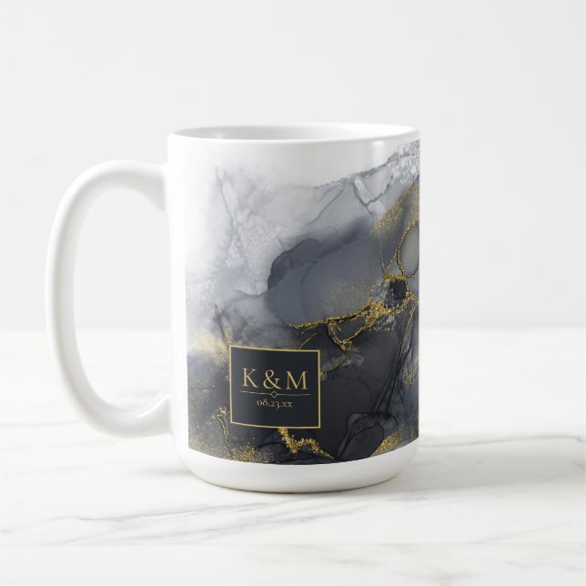 Mug Moody Ink Charcoal Gold Abstrait Blk ID988 (Gauche)