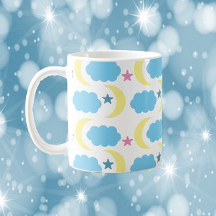 Mug Moon Cloud Stars Motif Jaune Bleu