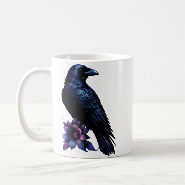 Mug Moonlit Raven | Suite de mariage floral gothique.  (Gauche)