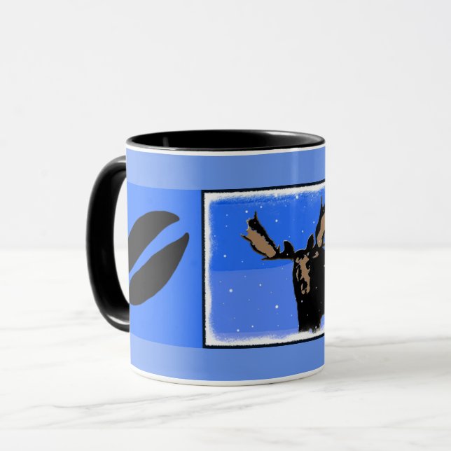 Mug Moose en hiver - Art original de la faune (Devant gauche)