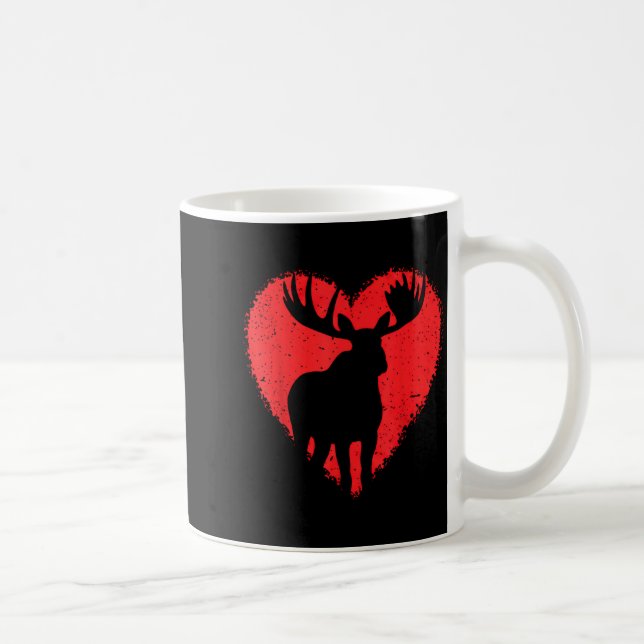 Mug Moose Lover Valentines Day Cute Red Heart Wild Ani (Droite)