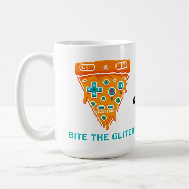 Mug Mords le Bug Retro Pizza Gamer Pixel 8 Bits (Gauche)