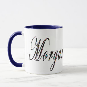 Mug Morgan, Nom, Logo, Bleu Combo Café Mug.