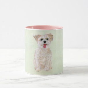 Mug Morkie Chien Combo Rose