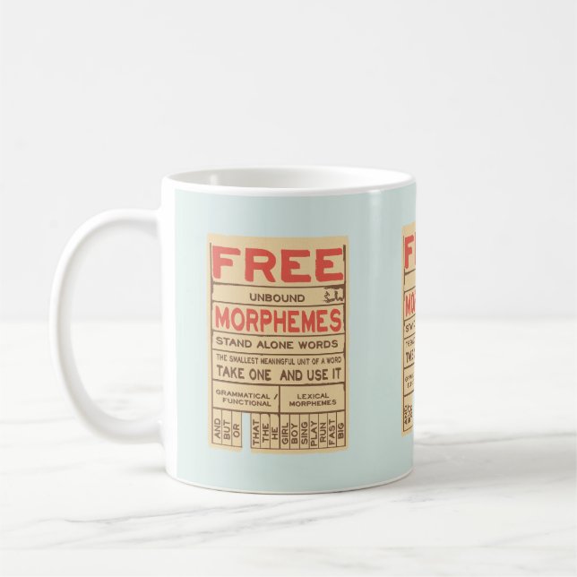 Mug Morphèmes libres Grammaire amusante Phonie anglais (Gauche)
