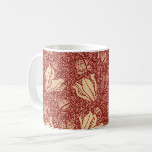 Mug Morris Inspiré Lily Flower Botanique Rouge Textile