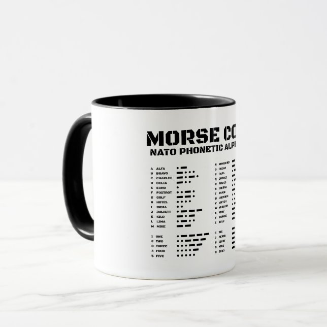 Mug Morse Code Alphabet phonétique OTAN (Devant gauche)