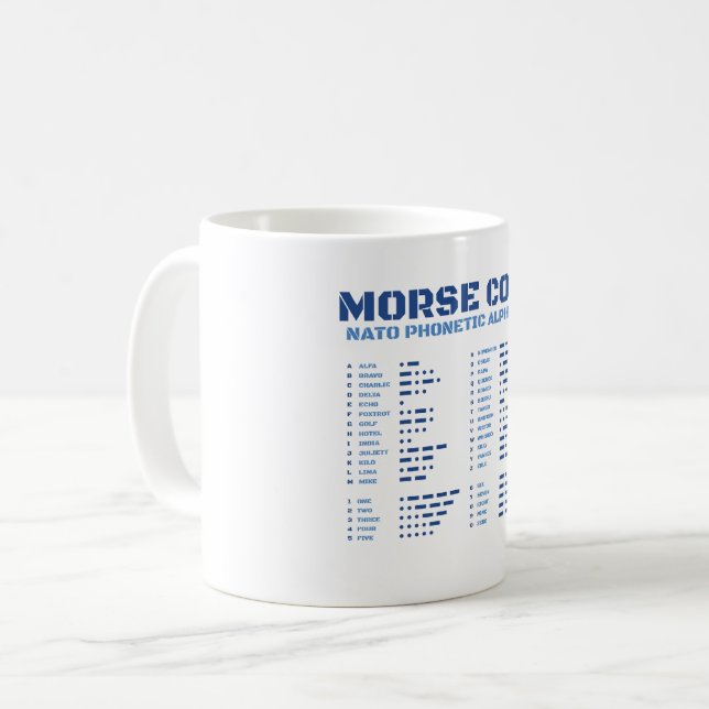 Mug Morse Code Alphabet phonétique OTAN (Devant gauche)