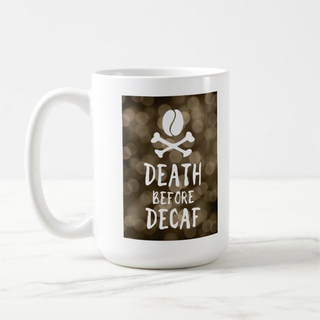 Mug mort avant café décaf haricots et arêtes croisées (Gauche)