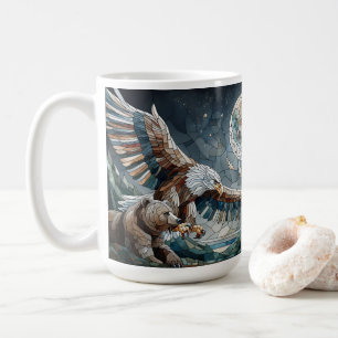 Mug Mosaic Ai Art Ours Brown et Pleine lune d'aigle
