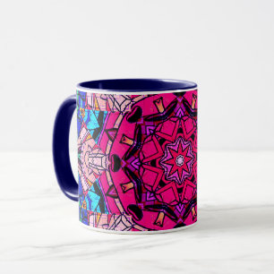 Mug Mosaic rose Mandala Floral Psychédélique Rétro