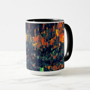 Mug mosaïque Abstraite de feu de camp déplacé sur verd
