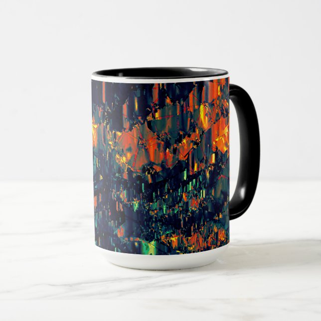 Mug mosaïque Abstraite de feu de camp déplacé sur verd (Devant droit)
