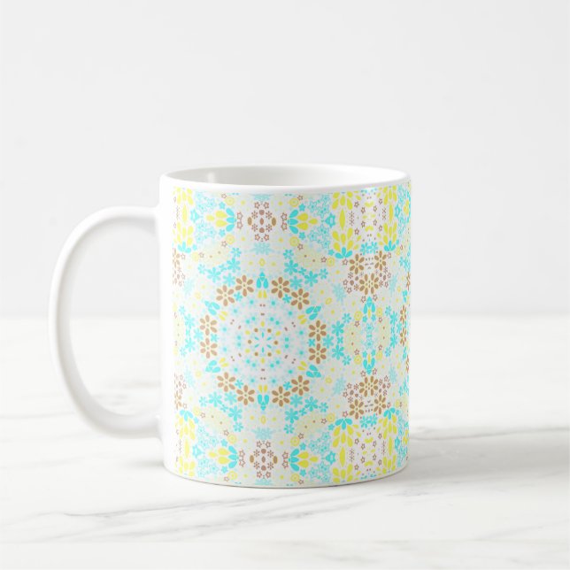 Mug Mosaïque Abstraite kaléidoscopique fleurs florales (Gauche)
