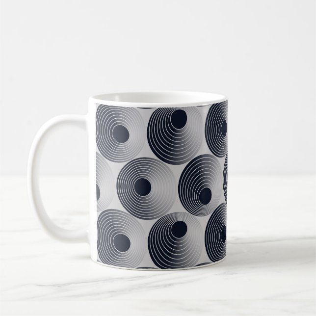 Mug Mosaïque argent-noir : texture des anneaux concent (Gauche)