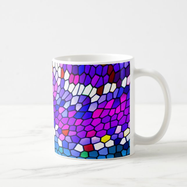 Mug Mosaïque Carreaux Motif pourpre bleu rose Musique (Droite)