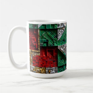 Mug Mosaïque carrée géante émeraude or ivoire rouge bl