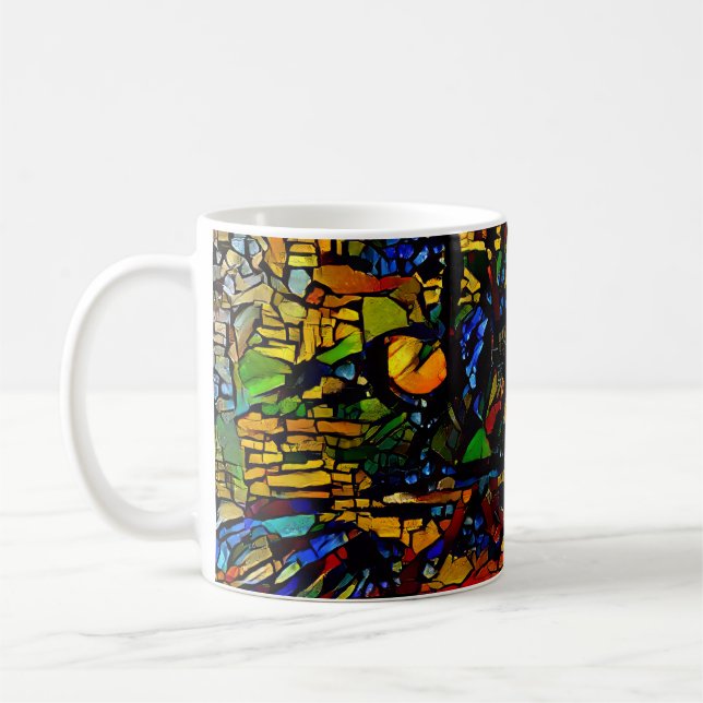 Mug Mosaïque colorée Chat Art Prin (Gauche)