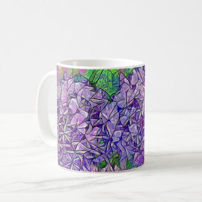 Mug Mosaïque d'Allium pourpre avec effets d'aquarelle (Devant gauche)