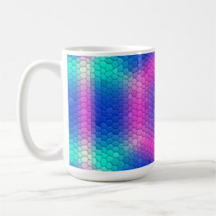 Mug Mosaïque d'hexagone rose sur dégradé bleu
