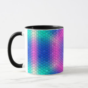 Mug Mosaïque d'hexagone rose sur dégradé bleu