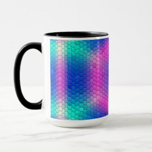 Mug Mosaïque d'hexagone rose sur dégradé bleu