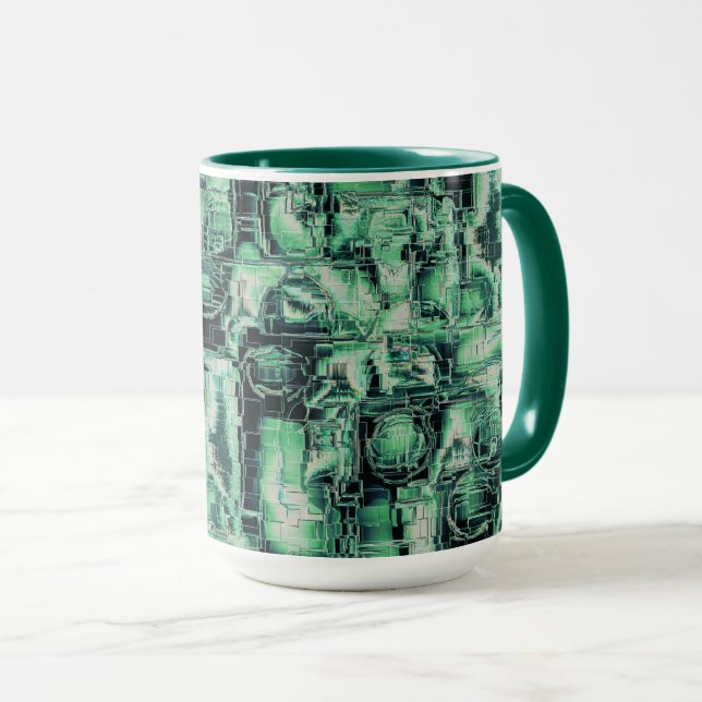 Mug Mosaïque d'image abstraite rustique sculptée dans  (Devant droit)