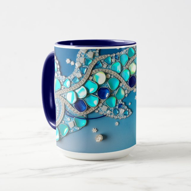 Mug Mosaïque iridescente bleue froide (Devant gauche)