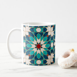 Mug Mosaïque marocaine de marbre blanc Turquoise bleu 