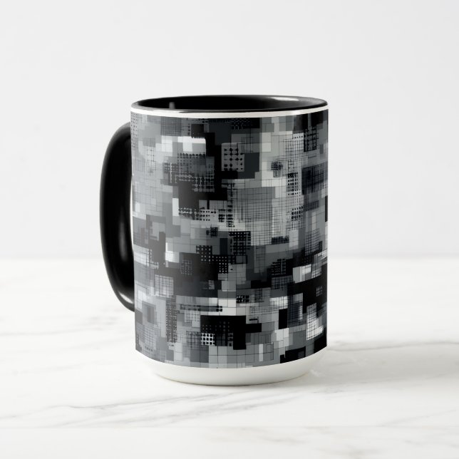 Mug Mosaïque Matricielle Monochrome (Devant gauche)
