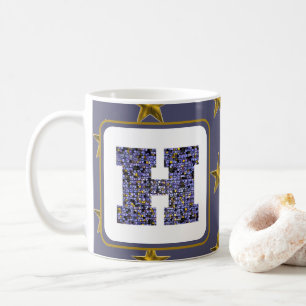 Mug Mosaïque Monogramme initial Gold Stars Lettre H