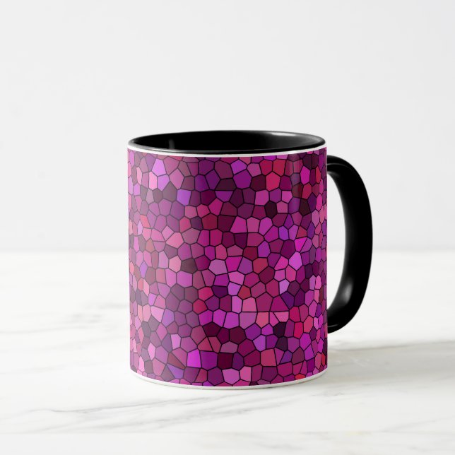 Mug Mosaïque Rose Violet  (Devant droit)