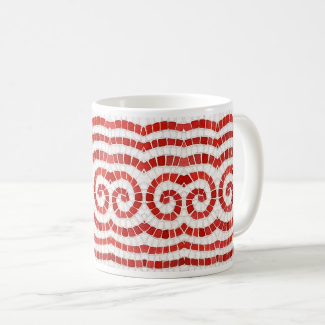 MUG MOSAÏQUE ROUGE BLANC (Devant droit)