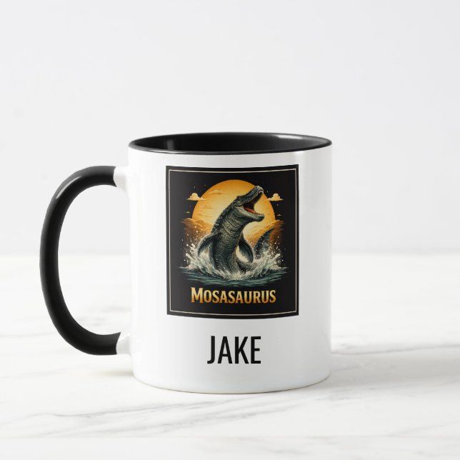 Mug Mosasaurus Prédateur Océanique Coucher de Soleil V (Gauche)