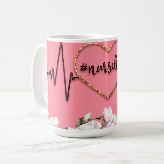 Mug Mot-Clé Heartbeat Design And Nurtbeat Life (Devant gauche)