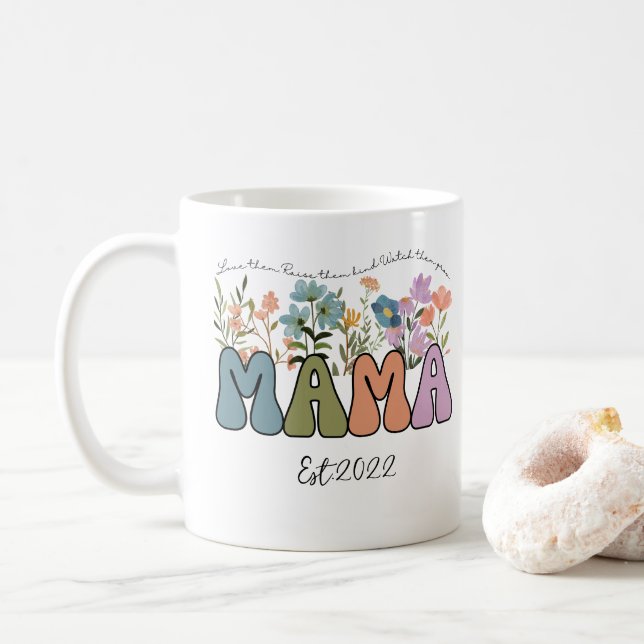 Mug Mot de passe Fleur sauvage personnalisé (Avec donut)
