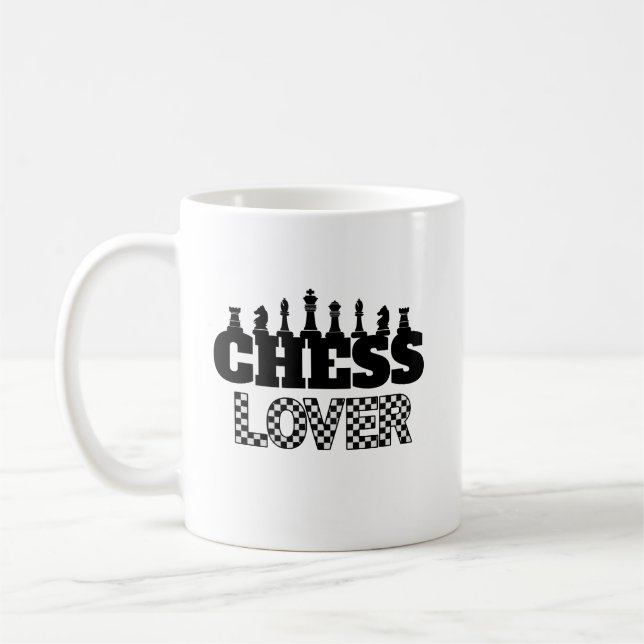 Mug Mot d'échecs Pièces noires Lover Board Design Moti (Gauche)