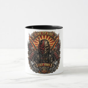 Mug Motard Oni Samouraï, Vivre Pour Rouler Établis 196