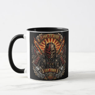 Mug Motard Samouraï Oni, Vivre Pour Rouler Établie 196