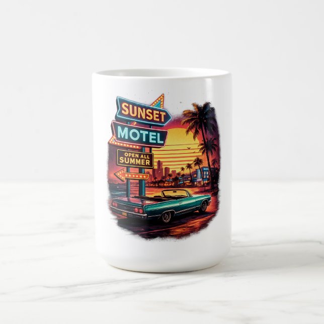 Mug Motel Sunset Ouvert Toute la Nuit Design Rétro (Centre)