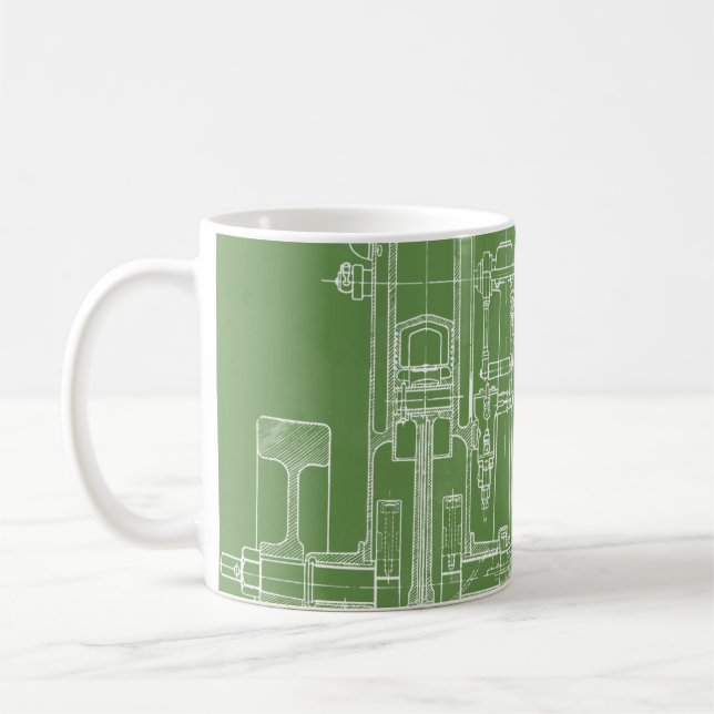 Mug Moteur à gaz schématique de dessin industriel (Gauche)